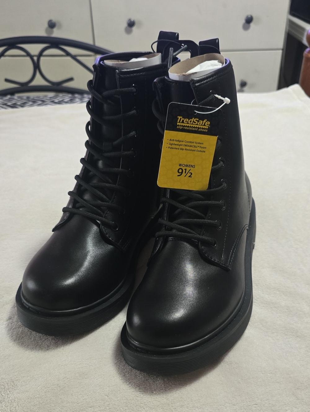 TredSafe Women's Black Lace-Up Combat Boots